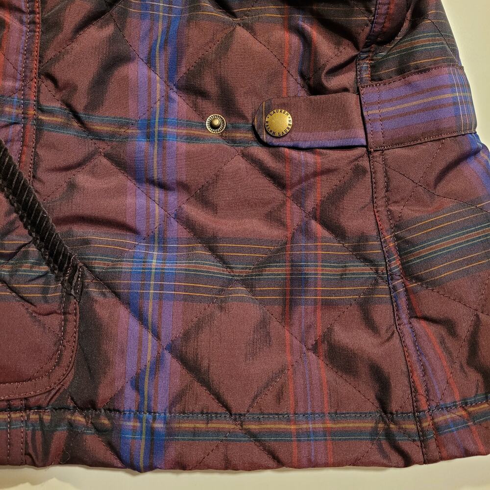Lauren Ralph Lauren Puffer Vest Quilted Plaid Burgundy Purple size Large - Picture 8 of 14
